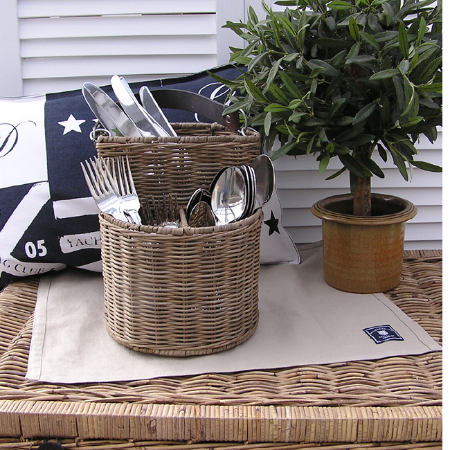 ARTSEWPLY Rattan Besteckkorb - Multifunktionaler Aufbewahrungskorb 30cm